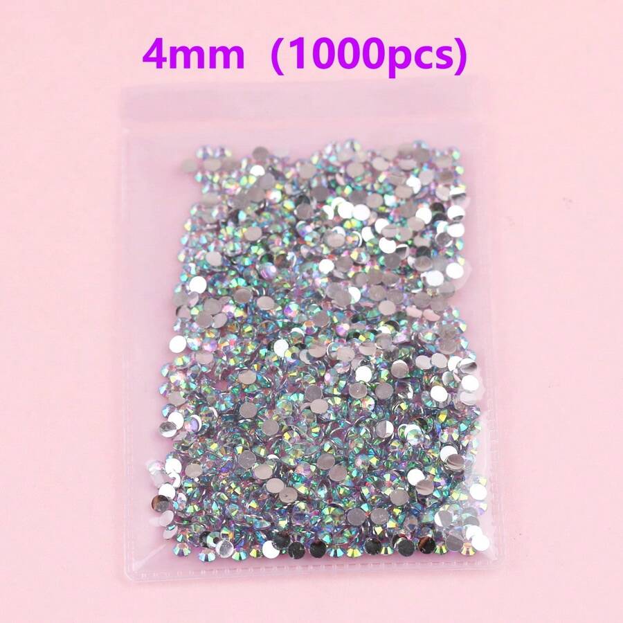 2mm 6mm Resin Rhinestones Color Non Hotfix Flat Back Glue On Nail