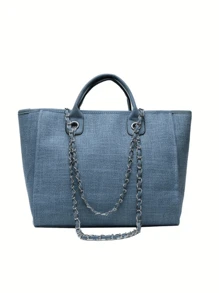 Túi Tote Canvas Đeo Vai Sang Trọng Cho Nữ Đi Biển - Màu xanh lam - Xem 4