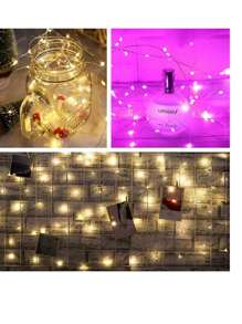 4 tiras cadena de luz led para decoración de arreglos mesas floreros pared recuerdos habitación 2m cada una - Multicolor - Ver 2