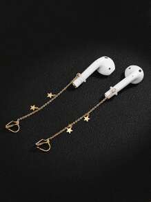 Bluetooth Earphone Anti-Lost Ear Clip Chain, Long Star Pendant Earrings Without Piercing, Apple Anti-Lost Accessory Ear Chain For Women - Silver - View 4
