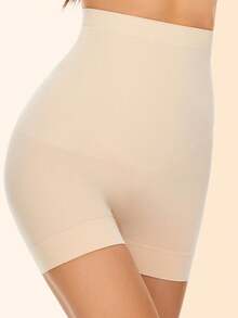 女士無縫塑身短褲內褲,可放在裙子下的高腰塑身內衣,控制腹部的內衣 - 杏色 - 查看 4