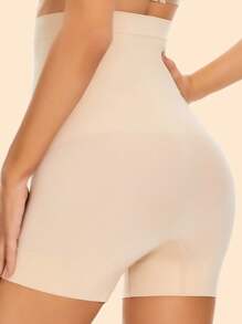 女士無縫塑身短褲內褲,可放在裙子下的高腰塑身內衣,控制腹部的內衣 - 杏色 - 查看 1