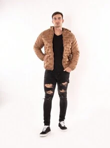 CHAMARRA CAPITANADA DISEÑO DE MODA FORRADA - Caqui - Ver 4