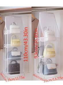 1 件挂式布质收纳袋，适用于钱包、衣柜衣架的多层防尘罩 - 白色 - 查看 6