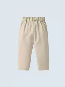 Baby Boy Apricot Elastic Waistband Solid Loose-fit Pants, Fashionable And Comfortable For Daily Wear In Spring And Autumn - Apricot - View 2