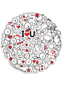 50張卡通火柴人塗鴉貼紙筆記本電腦吉他滑板水杯無膠防水貼紙 - 彩色 - 查看 3