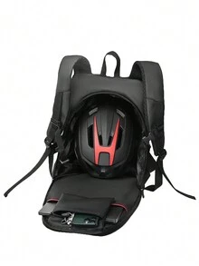 Bolso De Casco De Motocicleta Porta Casco De Cara Completa, Mochila Impermeable Y De Gran Capacidad Para Moto Equipaje Para Viajes Y Paseos - Negro - Ver 6