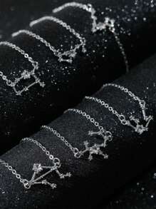 1 Piece Retro Silver Color Bling CZ Zirconia Crystal Zodiac Sign Chain Bracelet For Women Gift - Multicolor - View 2