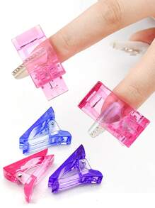 10 件随机颜色指甲延长凝胶模具夹指甲夹手指延长模板工具快速构建指甲形状尖端，美甲用品，美甲工具，美甲工具，返校，指甲，按压指甲的美甲工具 - 彩色 - 查看 1