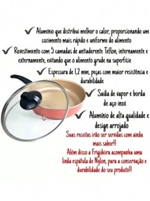 Frigideira Alta Funda 18 Cm Antiaderente C/ Tampa Vidro - Bege - Visão 2