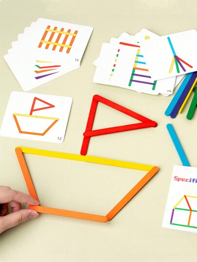Montessori Early Education Aids, Logical Thinking Training, Color Matching Rainbow Stick Game, Pairing Puzzle Block Toys,Including 30 Rainbow Sticks And 20 Cards