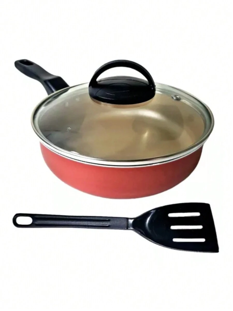 Frigideira Alta Funda 18 Cm Antiaderente C/ Tampa Vidro - Bege - Visão 1