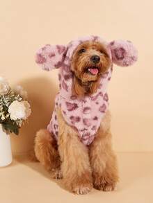 1pc Leopard Print Pet Plush Coat For Autumn And Winter - Pink - View 2