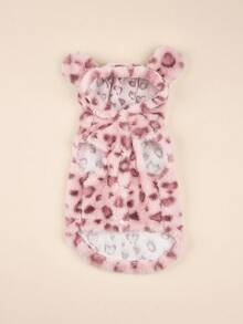 1pc Leopard Print Pet Plush Coat For Autumn And Winter - Pink - View 3