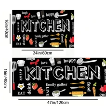 1pc Printed Anti-fatigue Comfort Foam Kitchen Floor Mat Set - Black - View 2