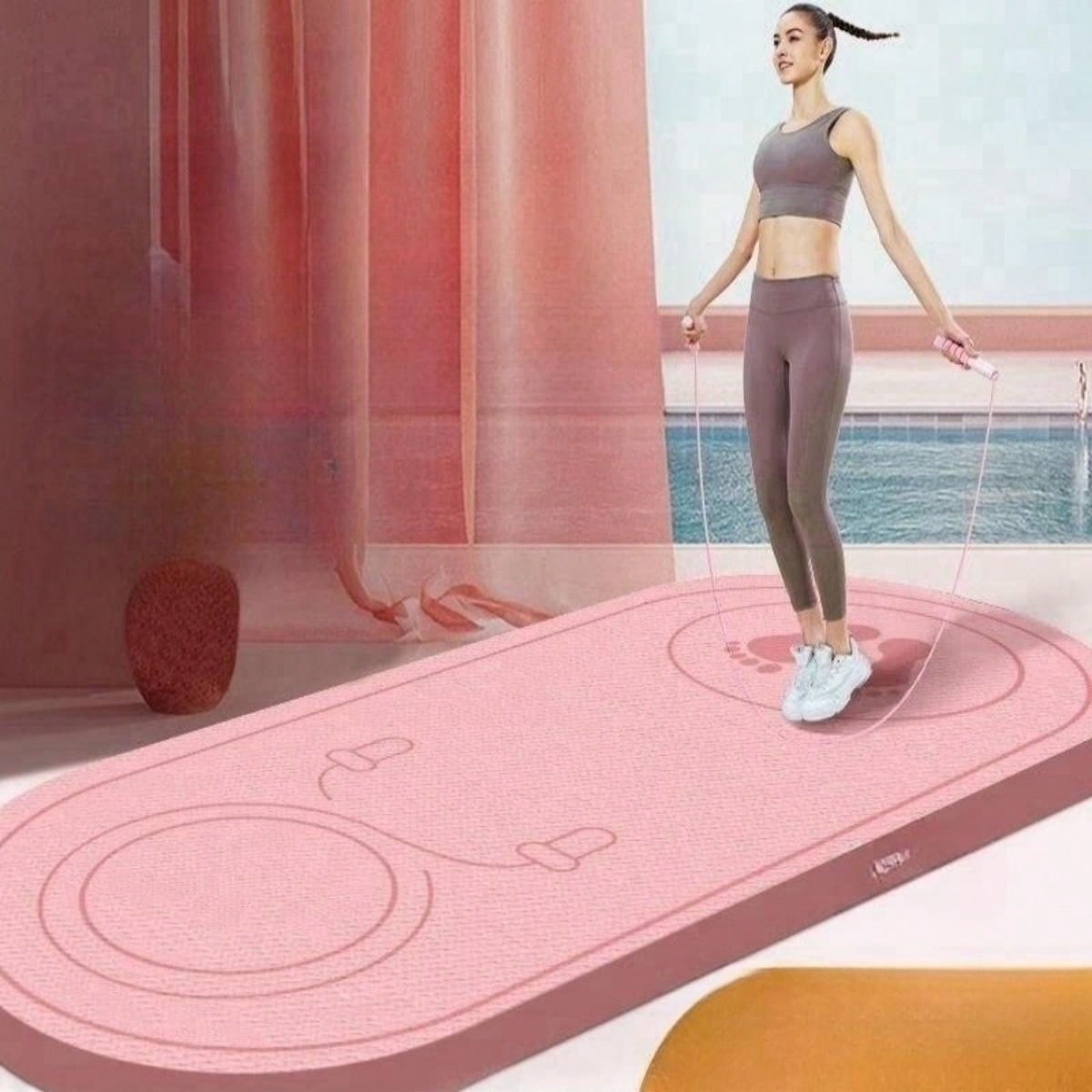 Skipping Rope Mat, Antislip Soundproofing Indoor Home Workout Exercise