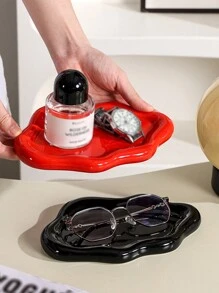 1pc Black Cloud Shaped Storage Tray - Black - View 2