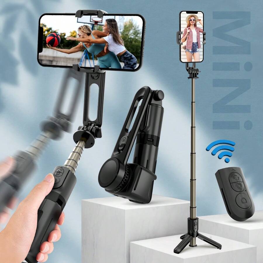 Smartphone Gimbal Stabilizer 360° Rotation Selfie Stick Tripod With Bluetooth Wireless Remote, Portable Anti Shake Phone Holder