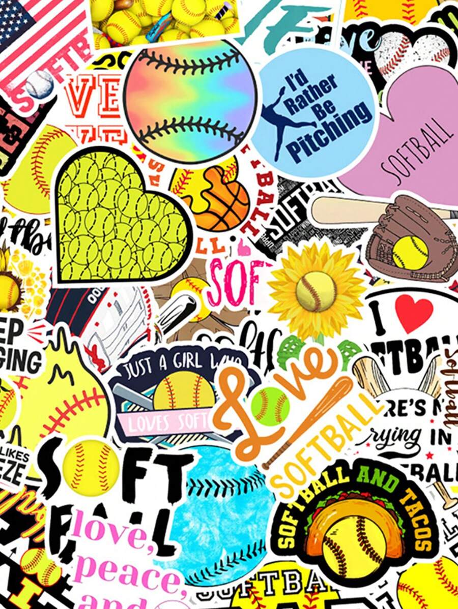 50入組壘球貼紙壘球配件禮物,壘球禮物適用於女孩/男孩,壘球物品,女孩/男孩壘球禮物,頭盔獎貼花