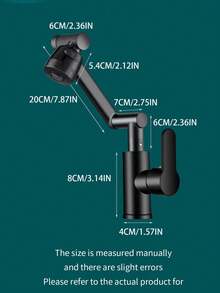 1入組機械臂通用水龍頭，旋轉噴口，可旋轉360度延伸過濾噴嘴，防濺水奇蹟搖臂，黑色適用於廚房浴室 - 銀色 - 查看 6