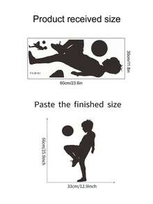 Boy Playing Soccer Wall Sticker Home Room Decor Decal - Black - View 3