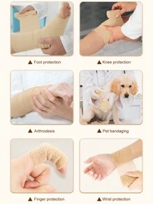 14.7 英尺自粘绷带 - 运动弹性支撑便携式绷带，多种尺寸，适用于运动健身保护、手指脚踝保护、肘部和膝盖保护、跑步、登山自粘绷带 - 黃色 - 查看 8