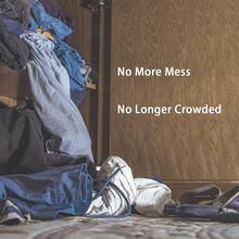 1pc Stainless Steel Pants Hanger Rack With 10 Clips, Space-saving Hanging Clothes Organizer For Heavy Clothes - Grey - View 5