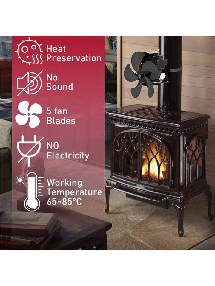 5-blade Black Wall-mounted Fireplace Fan (no Magnetic) | SHEIN USA