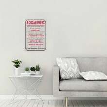 1入組有趣的金屬錫牌,房間規則牌,適用於青少年女孩男孩臥室/遊戲房門裝飾,宿舍牆壁配件,酷炫東西,男性躲藏室金屬牌 12 X 8英寸 - 黑色 - 查看 2
