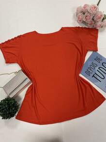 Plus Size T-shirts - 橘色 - 查看 2