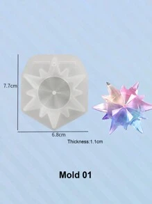1入組自製水晶環氧樹脂模具,用於製作雪花吊飾和項鍊裝飾,高鏡面硅膠模具適用於女性日常佩戴 - 無色 - 查看 8
