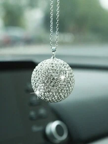 汽車後視鏡水晶球裝飾掛件,掛飾 - 白色 - 查看 4