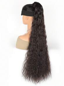 日常佩戴的水波紋黑色32英寸合成纖維馬尾合成髮片 - 黑色 - 查看 5