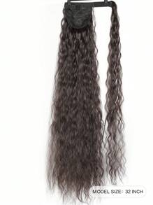 日常佩戴的水波紋黑色32英寸合成纖維馬尾合成髮片 - 黑色 - 查看 2