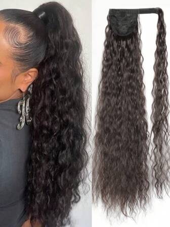 Water Ripple Black 32-inch long synthetic fiber  Ponytail synthetic hair extensions for everyday wear