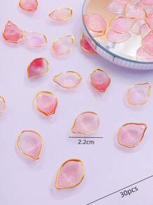 30入組亞克力樹脂金色壓花荷花瓣形配件,可用於髮夾,項鍊和手鍊的diy製作 - 彩色 - 查看 2