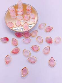 30入組亞克力樹脂金色壓花荷花瓣形配件,可用於髮夾,項鍊和手鍊的diy製作 - 彩色 - 查看 1