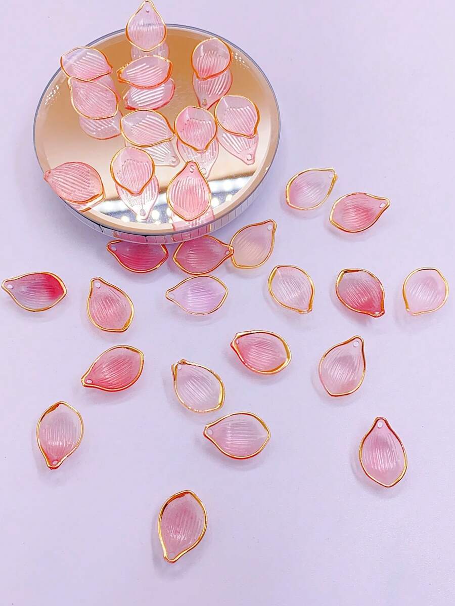 30入組亞克力樹脂金色壓花荷花瓣形配件,可用於髮夾,項鍊和手鍊的diy製作 - 彩色 - 查看 1