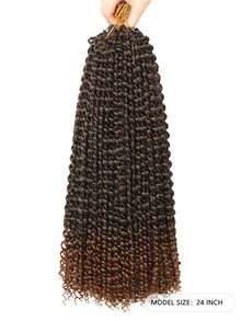18 英寸、24 英寸 Passion Twist 发饰，女士水波钩针发饰 Passion Twist 钩针发饰 1 件装长波西米亚风合成卷发编织接发 - 渐变色 - 漸層 - 查看 2