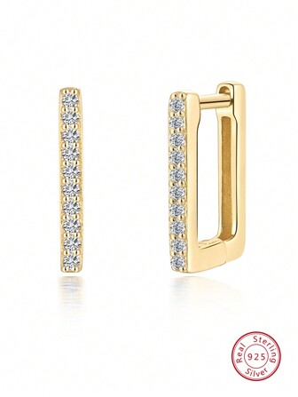 1 Pair Of Light Luxury Natural South  Rhinestone Earrings For Women Fashion Fine Jewelry 925 Sterling Silver Elegant Gift Wedding Engagement Bridal Jewelry