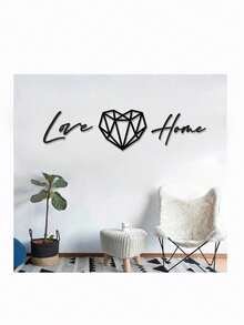 Set de cuadros decorativos Love Home corazón / madera MDF - Negro - Ver 2