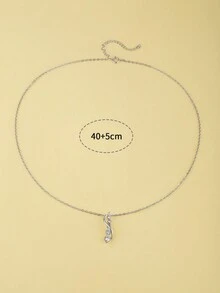 1件女士簡約優雅的925純銀鑲嵌閃亮水晶的吊墜項鏈，適合日常佩戴/送禮