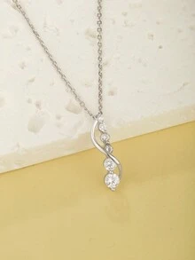 1件女士簡約優雅的925純銀鑲嵌閃亮水晶的吊墜項鏈，適合日常佩戴/送禮