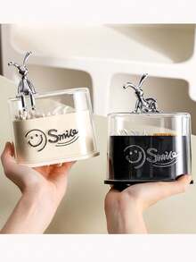 1pc Luxury Toothpick Holder With Lid And Dust Cover, Swab Storage Box - White - View 3