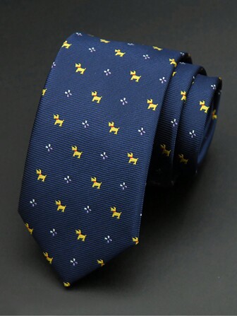 1 pieza Corbata estrecha de 6 cm para hombres, corbata casual de moda con estampado de cachorros para boda/fiesta/trabajo