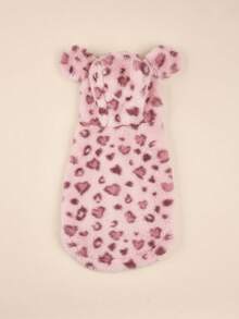1pc Leopard Print Pet Plush Coat For Autumn And Winter - Pink - View 4