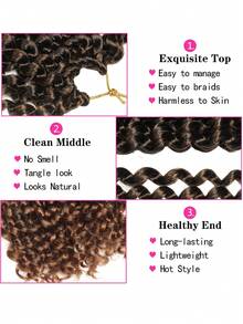 18 英寸、24 英寸 Passion Twist 发饰，女士水波钩针发饰 Passion Twist 钩针发饰 1 件装长波西米亚风合成卷发编织接发 - 渐变色 - 漸層 - 查看 4