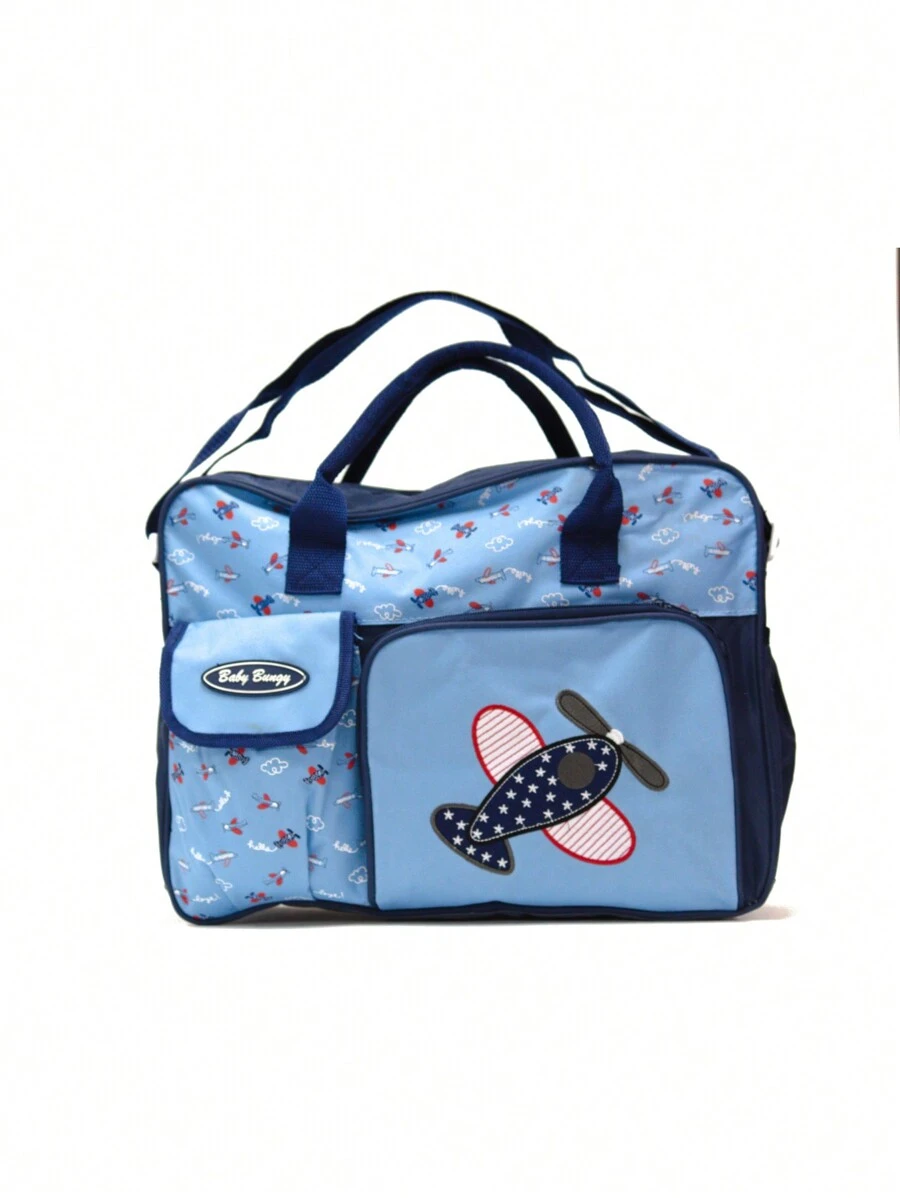 Pañalera Doble Bolsa Grande Azul Avión - Azul - Ver 1