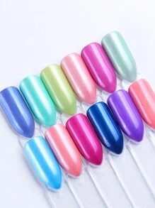 12 网格镀铬镜面效果指甲闪光闪光美人鱼变色龙摩擦丙烯酸粉颜料指甲配件美甲装饰 - 彩色 - 查看 2