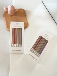 6pcs/set Wax Cake Candle, Textured Cake Decorating Candle For Birthday Party - Multicolor - View 1